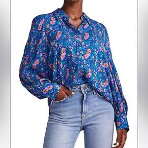 Floral Blue Blouse